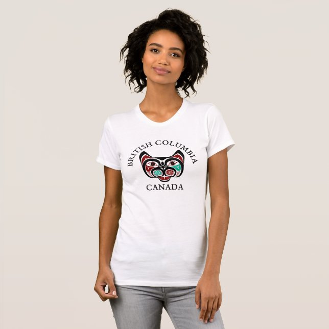 British Columbia Red White Black Green Haida Kitty T-Shirt (Vorne ganz)