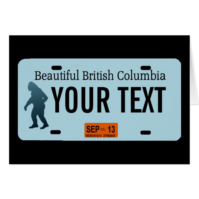 British Columbia Sasquatch License Plate (Vorderseite (Horizontal))