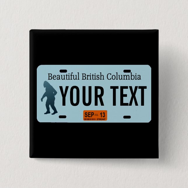British Columbia Sasquatch License Plate Button (Vorderseite)