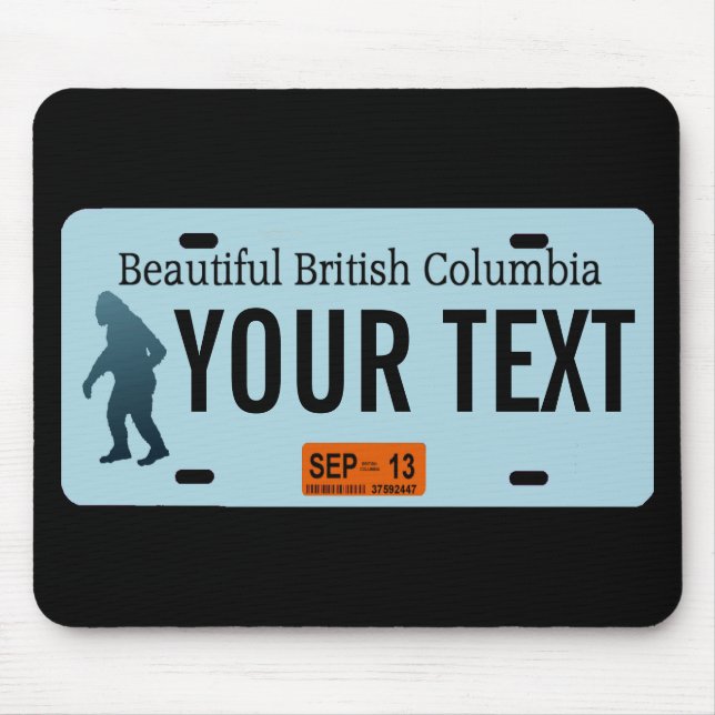 British Columbia Sasquatch License Plate Mousepad (Vorne)