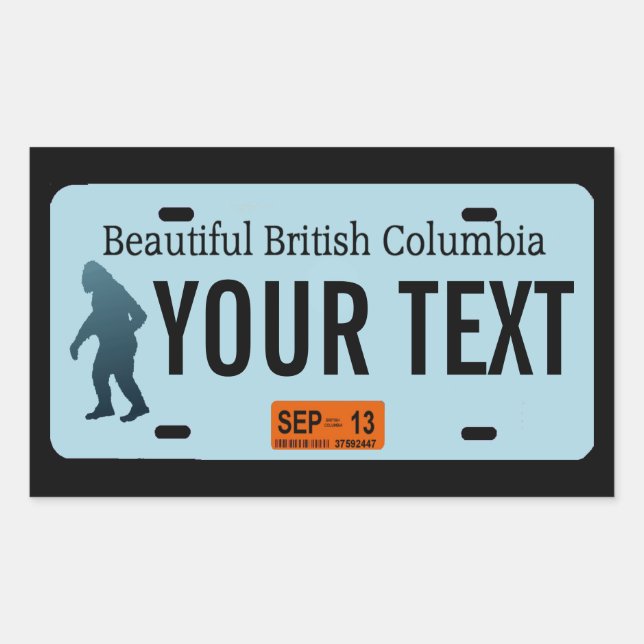 British Columbia Sasquatch License Plate Rechteckiger Aufkleber (Vorderseite)