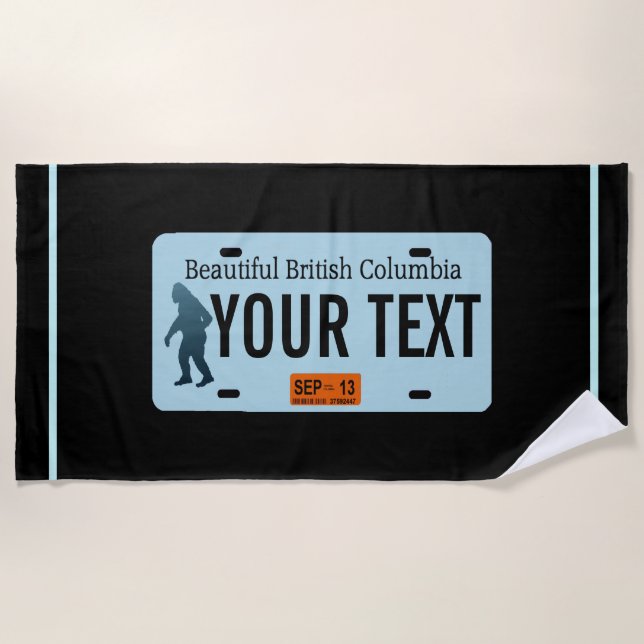 British Columbia Sasquatch License Plate Strandtuch (Vorderseite)