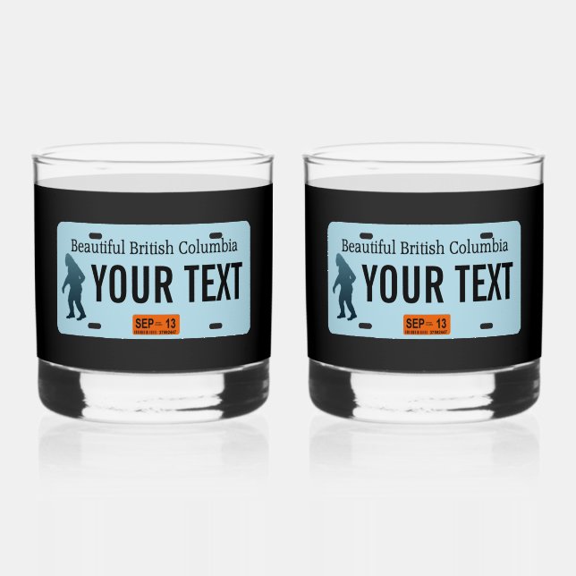 British Columbia Sasquatch License Plate Whiskyglas (Vorderseite)