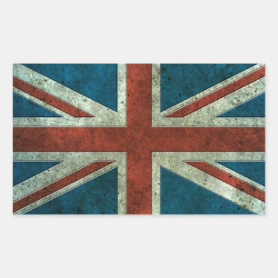 British Flag Aged Steel Effect Rechteckiger Aufkleber