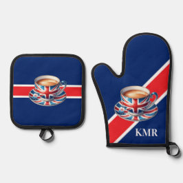 British Flag Ästhetisches Englisch-Teacup Ofenhandschuh & Topflappen-Set