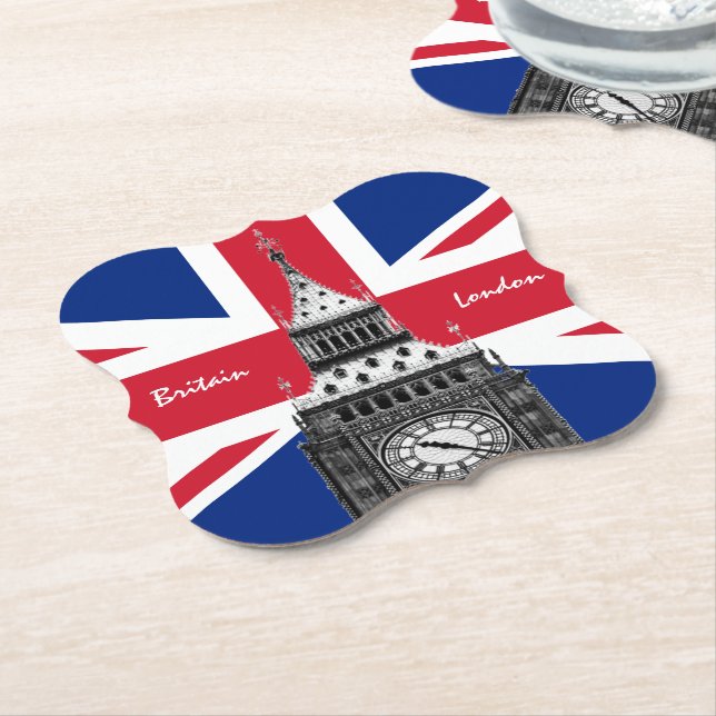 British Flag & Big Ben - London, Großbritannien /S Untersetzer (angewinkelt)