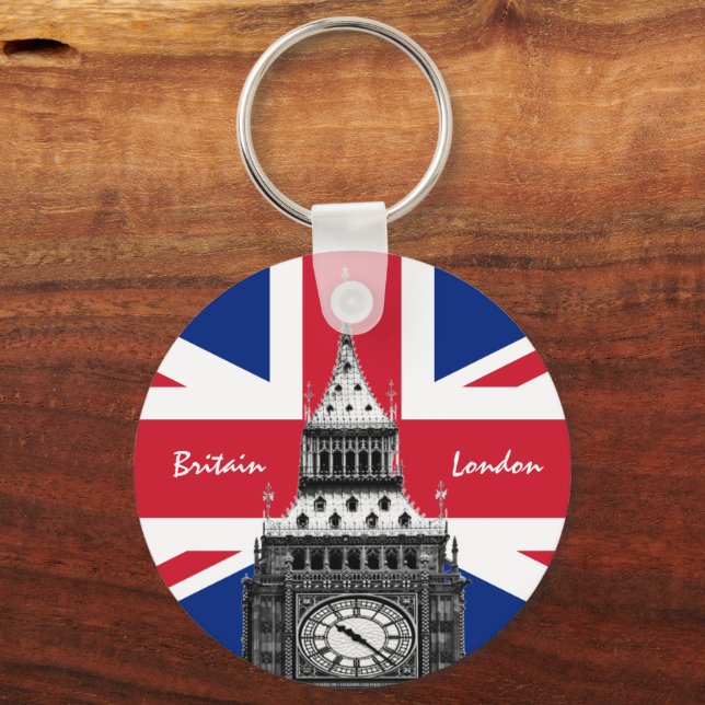 British Flag & Big Ben - London, Travel UK /sports Schlüsselanhänger (Vorderseite)