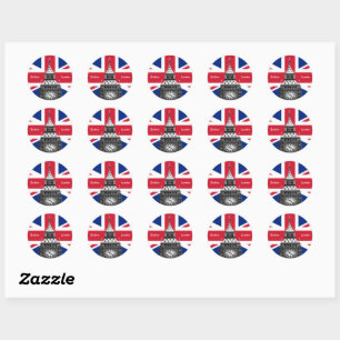 British Flag & Big Ben - London, Vereinigtes Köni Runder Aufkleber