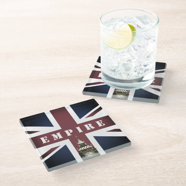 British Flag, Empire, Vereinigtes Königreich, Big  Glasuntersetzer (Schrägansicht)