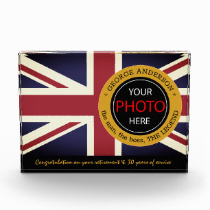 British Flag Foto Block & United Kindom / Name UK