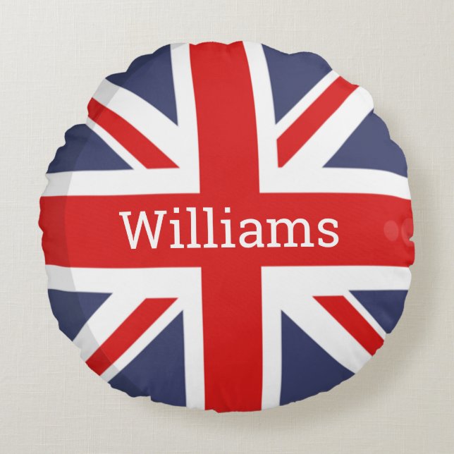 BRITISH Flag Personalisiert Rundes Kissen (Vorderseite)