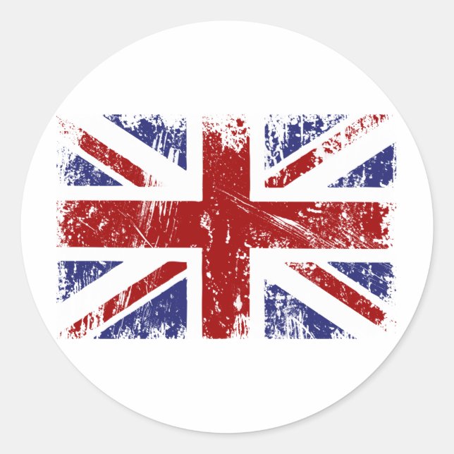 British Flag Union Jack Punk Grunge Runder Aufkleber (Vorderseite)