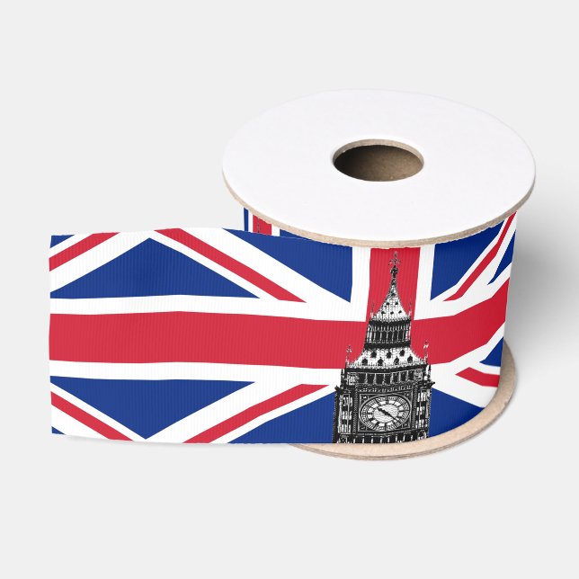 British Flag & United, Big Ben /holiday UK Ripsband (Spule)
