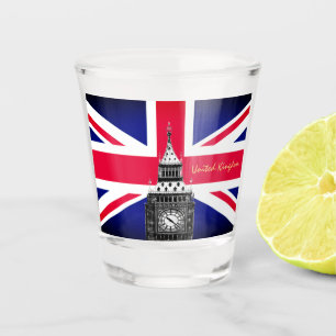 British Flag & United, Big Ben / UK sport Schnapsglas