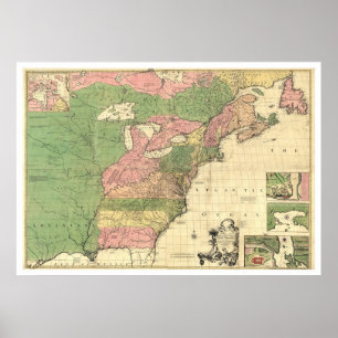 British French America Karte 1755 Poster
