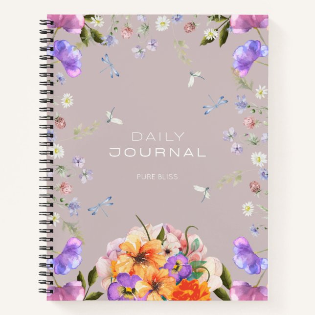 British Garden Serenity Pink Gray Journal Notizbuch (Vorderseite)