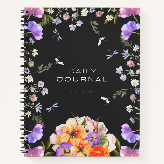 British Garden Serenity Pink Gray Journal Notizbuch (Vorderseite)