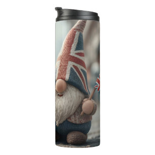 British Gnome mit Union Jack Hat und Teapot Thermosbecher