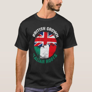 British Grown Italian Roots Vintag Flags for Men T-Shirt