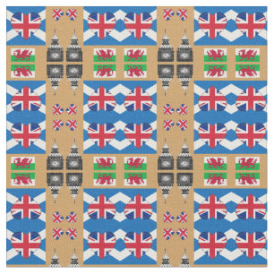 British Heart, Welsh Dragon & Scottish Flag / UK Stoff