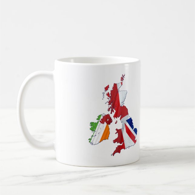 BRITISH ISLES MAP AND FLAGS KAFFEE TASSE (Links)