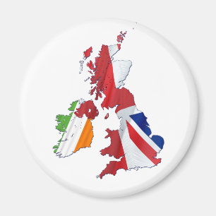 BRITISH ISLES MAP UND FLACHEN MAGNET