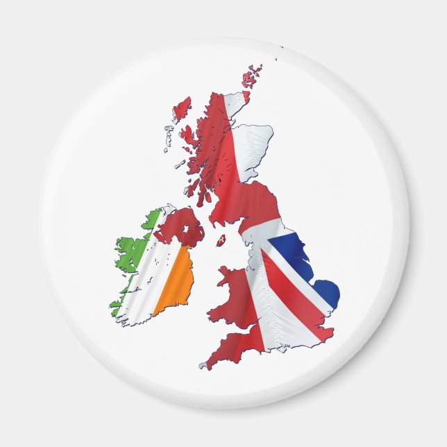 BRITISH ISLES MAP UND FLACHEN MAGNET (Vorne)