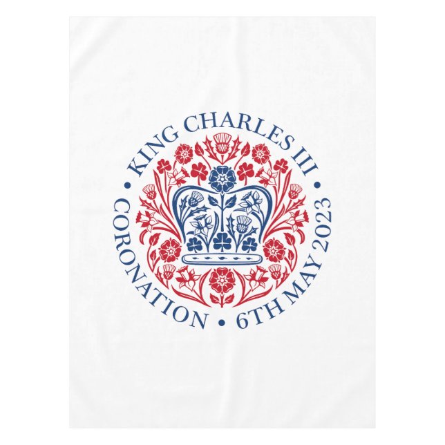 British King III Charles Memorabilia Coronation Tischdecke (Vorderseite)