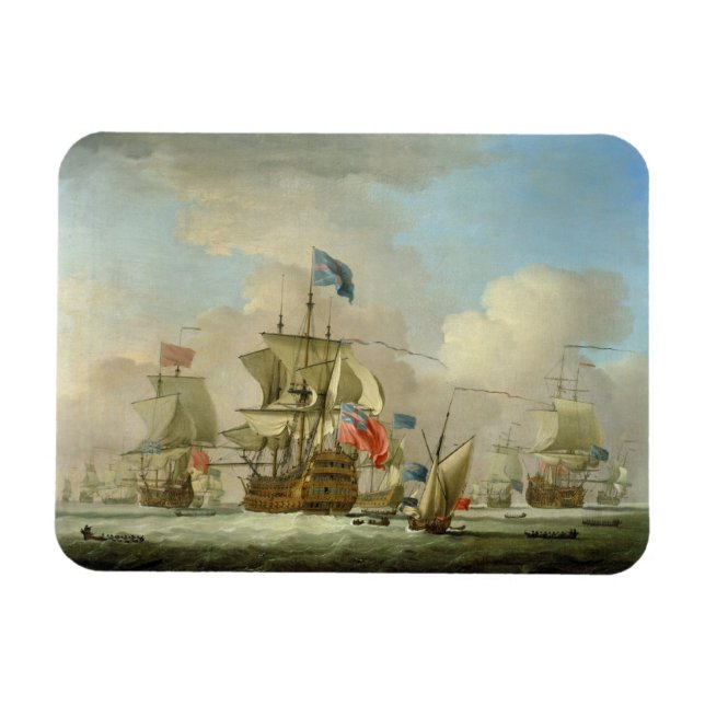 British Men-of-War und Sloop, c.1720-30 (Öl auf Magnet (Horizontal)
