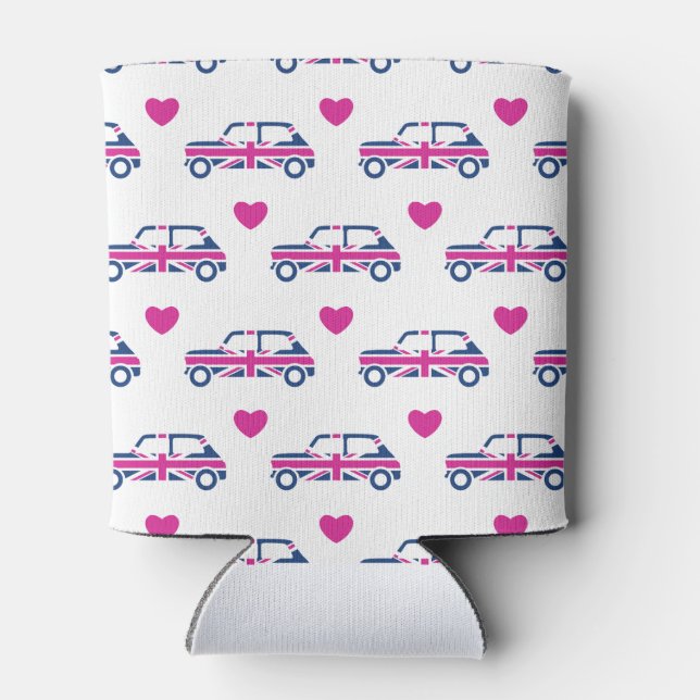 British Mini Cooper Hearts - Blue & Pink Dosenkühler (Rückseite)