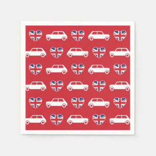British Mini Cooper Hearts - Red Cocktail Napkins Serviette