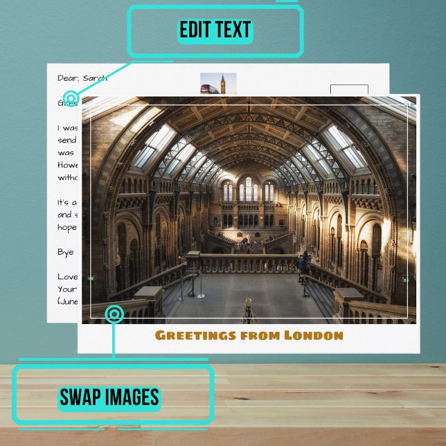 British Natural History Museum in London - England Postkarte (Share your experiences with these stylish template postcards.)