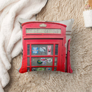 British Phone Box Throw Pillow, London England Kissen