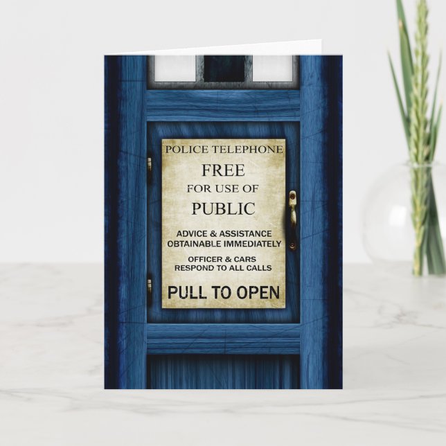 British Police Call Box Sign Greetings Card 2 Karte (Vorderseite)