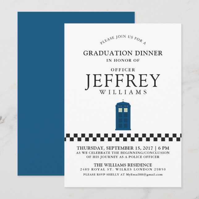 British Police Graduation Party| Bekanntgabe Einladung (Vorne/Hinten)