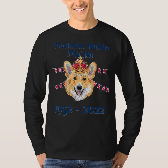 British Queen Platinum Jubilee Niedlich Corgi Dog  T-Shirt (Vorderseite)