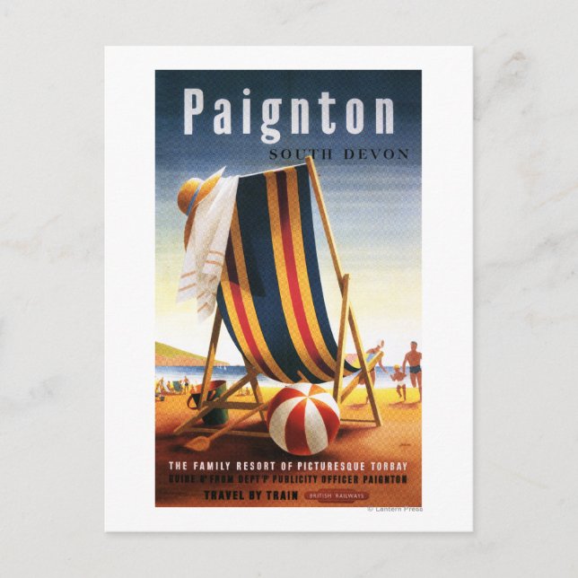 British Railways Beach Chair und Ball Poster Postkarte (Vorderseite)