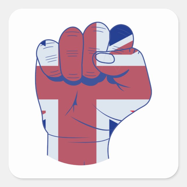 British Raised Fist Quadratischer Aufkleber (Vorderseite)