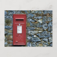British Red Post Box Wall Picture Postcard Stone