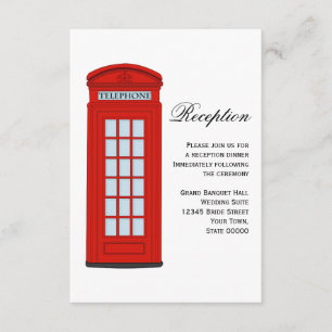 British Red Telefone Box Wedding Reception Card Begleitkarte