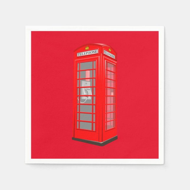 British Red Theme London Phone Booth Paper Napkins Serviette (Vorderseite)