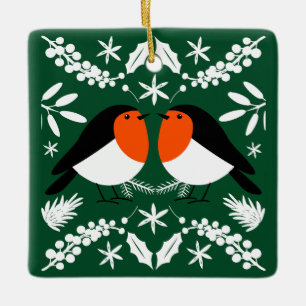 British Robin RedBrust Keramikornament