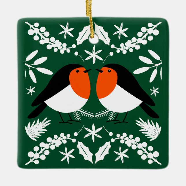 British Robin RedBrust Keramikornament (Vorderseite)