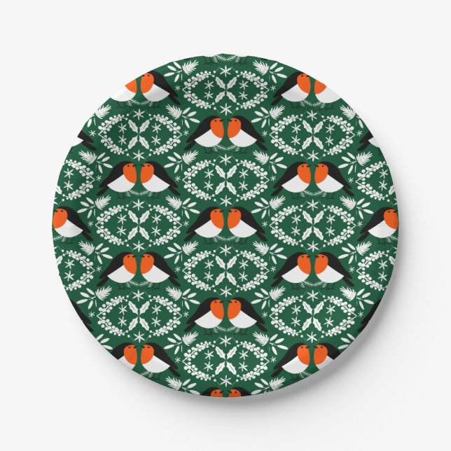 British Robin RedBrust Pappteller (Vorderseite)