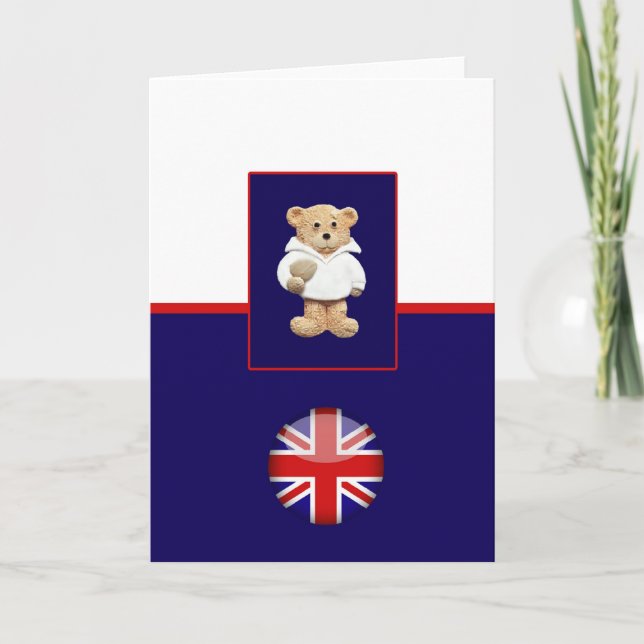 British Rugby Teddy Bear Greeting Card Karte (Vorderseite)