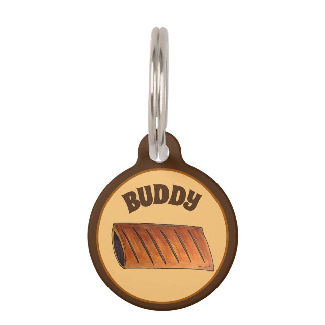 British Sausage Roll Savory Pastry Weiner Dog Haustiermarke (Vorderseite)