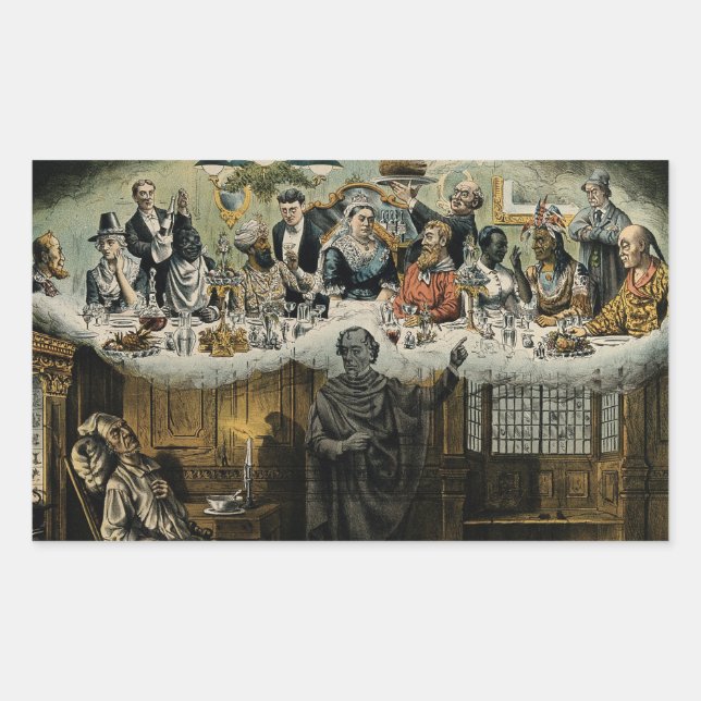 British Scrooge Queen Victoria Weihnachtsessen Rechteckiger Aufkleber (Vorderseite)