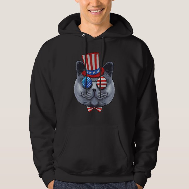 British Shorthair 4. Juli American Usa Uncle S Hoodie (Vorderseite)