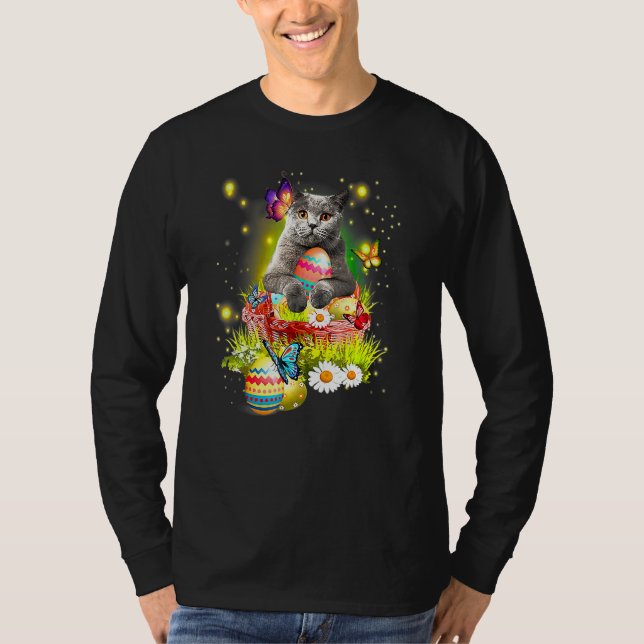 British Shorthair Bunny Oaster Day Egg Basket T-Shirt (Vorderseite)
