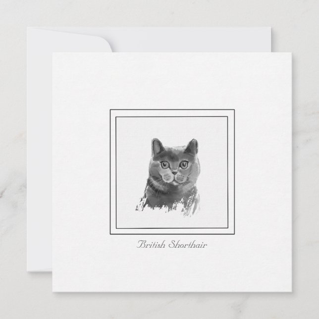 British Shorthair Cat Charcoal Zeichnend Mitteilungskarte (Vorderseite)